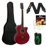 Tiger Red Acoustic Guitar Pack for Students - Including FREE Tuner