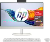 HP 27-cr0008ss - Ordinateur de 27" Full HD avec caméra, Clavier et Souris sans Fil (AMD Ryzen 5 7520U, 16 Go RAM, 512 SSD, AMD Radeon Graphics, sans système d'exploitation) Blanc - Clavier QWERTY