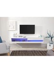 Gfw Galicia 150 Cm Floating Wall Tv Unit With Led Lights - Fits Up To 65 Inch Tv - White