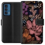 Motorola Edge 20 Pro Svart Plånboksfodral Tecknade blommor