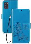 Coque Samsung Galaxy A31 Motif Papillon Design Pu Housse En Cuir Premium Flip Case Portefeuille Etui Avec Stand Support Et Carte Slot Pour Samsung Galaxy A31 Bleu