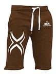 X1 Mens Fleece Shorts Jogging Bottom Joggers MMA Boxing Gym Fitness Sweat Shorts Casual Home Wear (Brown, XL(36-38''))