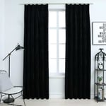 vidaXL Blackout Curtains 2 pcs with Hooks Velvet Black 140x245 cm Room Curtain