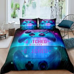 Boys Gamepad Duvet Cover Gamer Bedding Set For Kids Girls Teens Purple Blue Video Game Gamepad Comforter Cover Galaxy Game Controller Quilt Cover Action Buttons Child Bedroom Decor Single