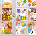 Kalolary 150 Pieces Happy Easter Window Stickers DIY Easter Bunny Window Cling Decorations Egg Carrot Rabbit Flower Self-Adhesive Decals Decor for Easter Home Office School Party Supplies (10 Sheets)