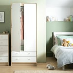 Argos Home Kids Malibu 2 Door Drawer Wardrobe - Acacia White & Oak