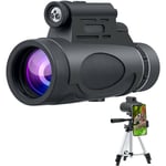 BISBISOUS Mire telescopique - Télescope monoculaire haute puissance 12x50, avec adaptateur pour smartphone, trépied, vision nocturne, prisme BAK4,