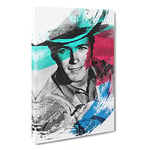 Clint Eastwood (1) V2 Canvas Print for Living Room Bedroom Home Office Décor, Wall Art Picture Ready to Hang, 30 x 20 Inch (76 x 50 cm)