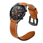 Huawei Watch GT / Watch 2 Pro / Watch Magic 22mm klockband av äkta läder - Brun