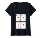 Womens Playing cards t shirt Ace of Suit Heart Diamond Club Speed V-Neck T-Shirt