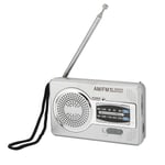 AM FM Transistorradio DSP-chip Bärbar Fickradio Miniradio med Högtalare Hörlursuttag Silvergrå