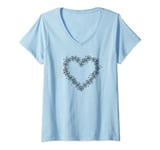 Womens Coquette Heart Symbol of Love Valentines Day Roses V-Neck T-Shirt