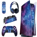 playvital Magic Sky Full Set Skin Decal for ps5 Console Disc Edition,Sticker Vinyl Decal Cover for ps5 Controller & Charging Station & Headset & Media Remote