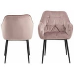 Chaise et fauteuil de table Bobochic xs - Lot de 2 fauteuils de table bea velours Rose - Rose