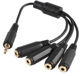 rhinocables 3.5mm Aux Jack Splitter cable Stereo Audio Plug to 4 x Quad Sockets Lead 4 way Headphones