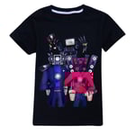 Skibidi Toalett T-shirt Barn Pojkar Flickor Kortärmad T-shirt Sommar Toppar Tee 5-12 År Black 150cm