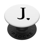 PopSockets Heart, Black Letter J Initial Monogram, White, Minimal, Cute PopSockets Grip and Stand for Phones and Tablets