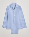 Derek Rose Brushed Cotton Flannel Striped Pyjama Set Blue