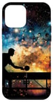 iPhone 12 mini Table tennis player Silhouette in Front Of Space Galaxy Case