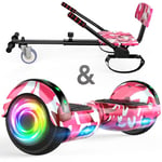 SISIGAD Hoverboard Kart, Hoverboard Tout Terrain Auto-équilibré de 6.5" Pouces avec Haut-parleurs Bluetooth et Lumières LED Hoverboard Enfant