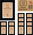 Set of 12 Elegant Black 4X6 Picture Frames - Premium Quality Photo Frames for Ar