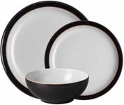 Denby - Elements Black Dinner Set for 4 - 12 Piece Ceramic Tableware Set - Dishw
