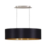 Pendant Light Colour Satin Nickel Shade Black Gold Fabric Bulb E27 2x60W