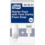 Tork Clarity Foam Soap Starter Pack with White Dispenser S4, Sustainable Formula, Dispenser and 1 x 1000ml Refill, 960201