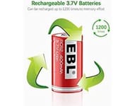 One EBL Brand Rechargeable Photo Lithium 3.7v CR2 400mAh Batteries -Re-Use 1200x