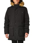 Tommy Hilfiger Men's Arctic Cloth Full Length Quilted Snorkel Jacket Down Alternative Outerwear Coat, Black, Large