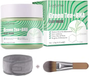 Green Tea Face Mask, OCHILIMA Green Tea BHA Clay Mask with Brush & Headband, Cla