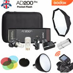 UK Godox 2.4G TTL HSS 1/8000s AD200pro Flash+ad-s2+ad-s7+ad-s11+xpro Trigger Kit