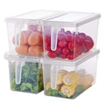 VYTAL Square Plastic Storage Containers with Handles Food Storage Organiser Boxes with Lids for Fridge Refrigerator Cabinets Wardrobes – Set of 4 Pack Large Organiser Plastic Boxes