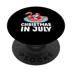 Santa Flamingo Floatie Funny Christmas In July Summer Xmas PopSockets Swappable PopGrip