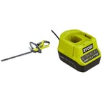 Ryobi OHT1845 18V ONE+ Cordless 45cm Hedge Trimmer (Body Only) & RC18120 18V ONE+ Compact Charger