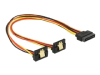 Delock - Förlängningskabel för ström - SATA-ström (hane) spärrad till SATA-ström (hona) metallklämma - 30 cm - svart, gul, röd, orange