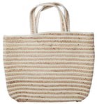 Stråväska vit/natur flätad 42x33 cm