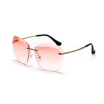 Frameless Full Lens UV Protection Fashion Transparent Color Lens Sun Glasses Eyewear (Color : Pink)