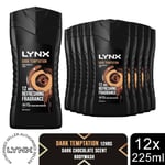 Lynx Dark Temptation 12-H Refreshing Fragrance Shower Gel Body Wash, 12x225ml
