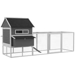 Hönshus 2 våningar hönshus med holk, utomhusinhägnad fjäderfähägn för 8-10 kycklingar lekhage med bricka, granträ 347 x 160 x 15
