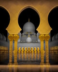 Sheikh Zayed Grand Mosque Gold And Black Poster 30x40 cm