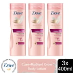 Dove Body Lotion Body Love Care + Radiant Glow for All Skin Types 400ml, 3 Pack