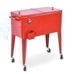 76L kylvagn med hjul sidovagn mobil kylbox dryckesvagn 91 x 48 x 87 cm röd