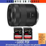 Canon RF 85mm f/2 Macro IS STM + 2 SanDisk 128GB UHS-II 300 MB/s + Guide PDF MCZ DIRECT '20 TECHNIQUES POUR RÉUSSIR VOS PHOTOS