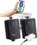 Bluetooth Wall Speakers and Bluetooth Amplifier System Indoor Outdoor Black