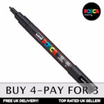 Uni Posca Pc-3m Paint Art Marker Pens - Black X 1 - Buy 4, Pay For 3