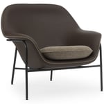 Normann Copenhagen-Drape Lounge Chair Low Grey Steel Lænestol Skum Fremstillet af læder Fremstillet af læder, Ramme i sort stål Brun