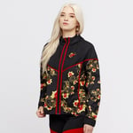 Women's Nike Sportswear AOP Floral Windrunner Hoodie Zip Jacket Sz S Black Gold