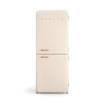 CREATE / RETRO FRIDGE COMBI 185 ROSE GOLD/Réfrigérateur combiné blanc cassé avec poignée en or rose et congélateur 401L / 190W, système No Frost, 3 étagères, 2 tiroirs, 70x65x185 cm