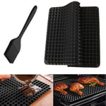 Diamond Chef Silicone Mat Baking Cooking Pyramid Sheet Pan Value Pack with Black Brush, Large Non-Stick Healthy Fat Reducing Sheet for Oven Grilling BBQ (1 Pack Black Large + Black Brush)